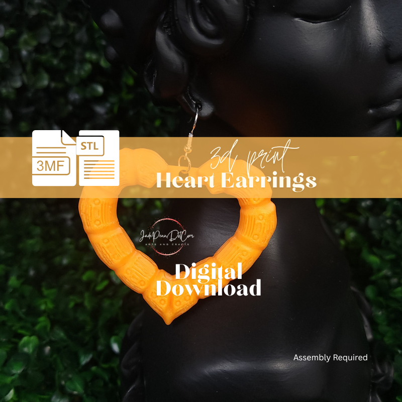 Heart Shaped Dangle Knocker Earrings 3D Print STL 3MF Files - Image 5