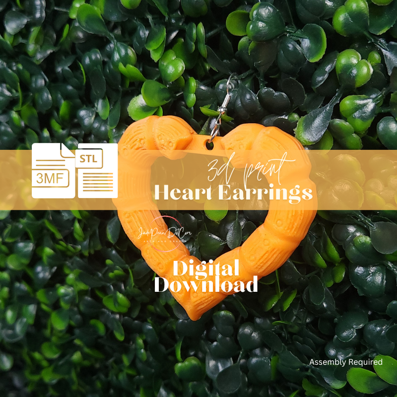 Heart Shaped Dangle Knocker Earrings 3D Print STL 3MF Files - Image 3
