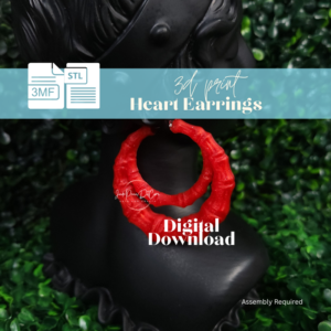 Double Circle Bamboo Style Heart Earrings | 3D Print STL 3MF