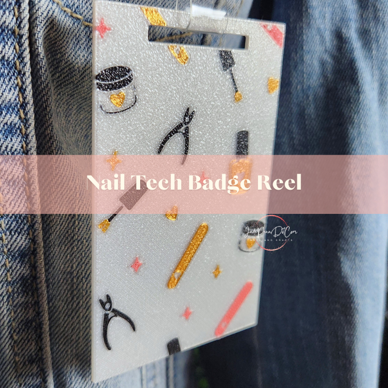 Nail Tech Badge Reel with Matching Badge Attachment | Retractable ID Holder - Image 2