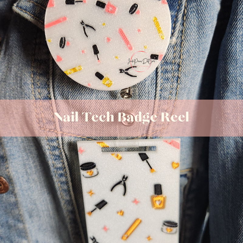 Nail Tech Badge Reel with Matching Badge Attachment | Retractable ID Holder - Image 11