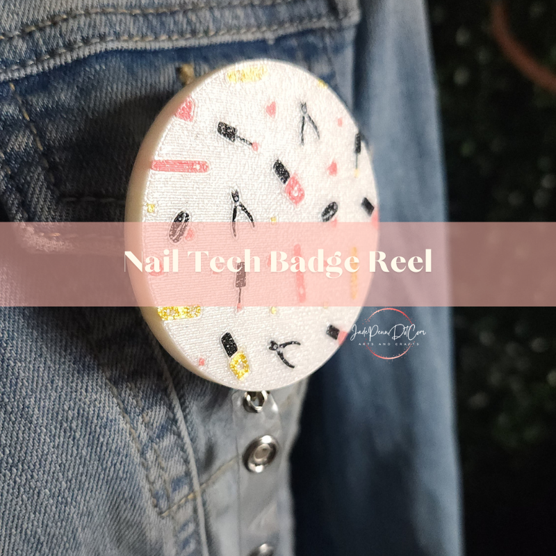 Nail Tech Badge Reel with Matching Badge Attachment | Retractable ID Holder - Image 9