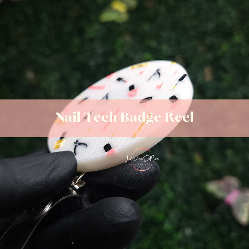 Nail Tech Badge Reel with Matching Badge Attachment | Retractable ID Holder - Image 7