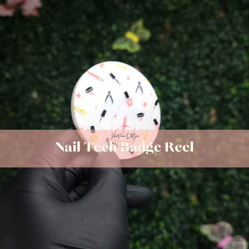 Nail Tech Badge Reel with Matching Badge Attachment | Retractable ID Holder - Image 6