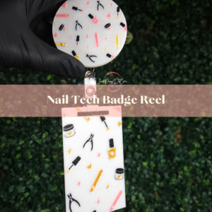 Nail Tech Badge Reel with Matching Badge Attachment | Retractable ID Holder