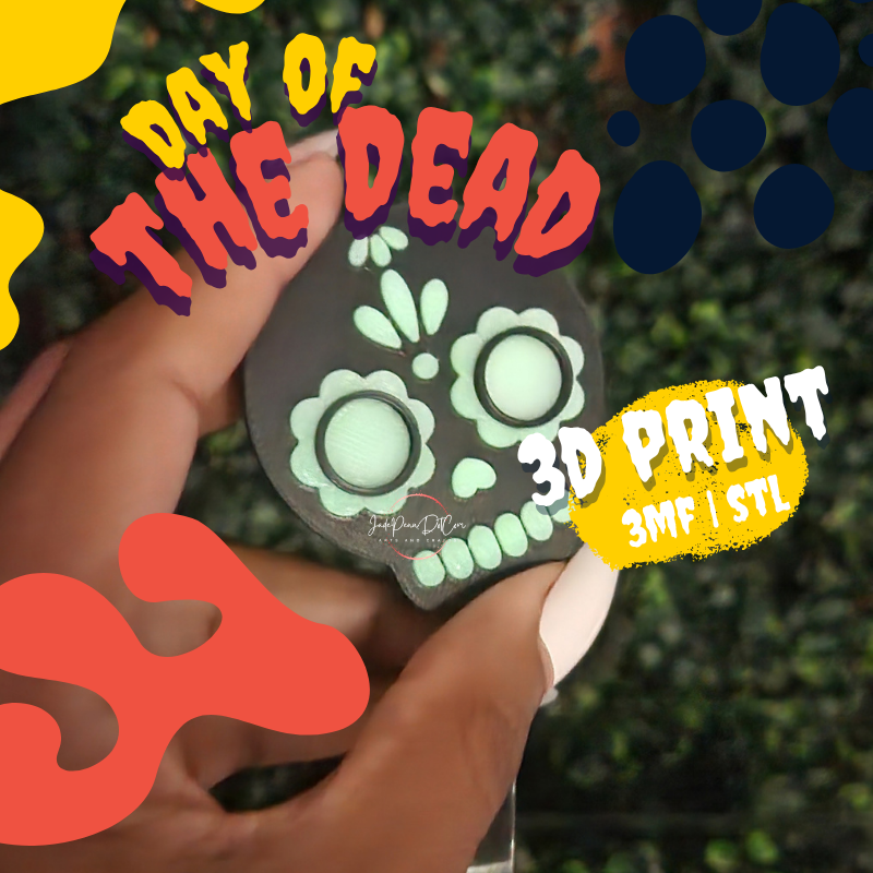 Day of the Dead Sugar Skull Badge Reel STL 3MF | 2 Skull Designs - Image 4