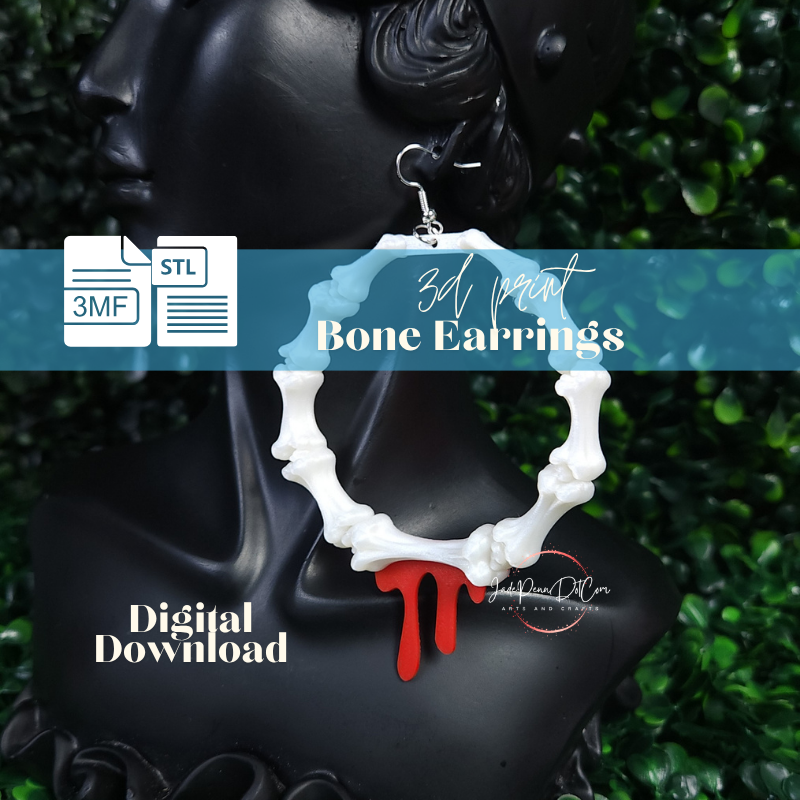Bone Earrings STL 3MF Files | Skeleton Bone - Image 2