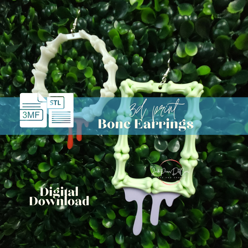 Bone Earrings STL 3MF Files | Skeleton Bone